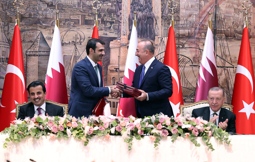 Cumhurbaşkanı Recep Tayyip Erdoğan ile Katar Emiri Şeyh Temim bin Hamed bir araya geldi